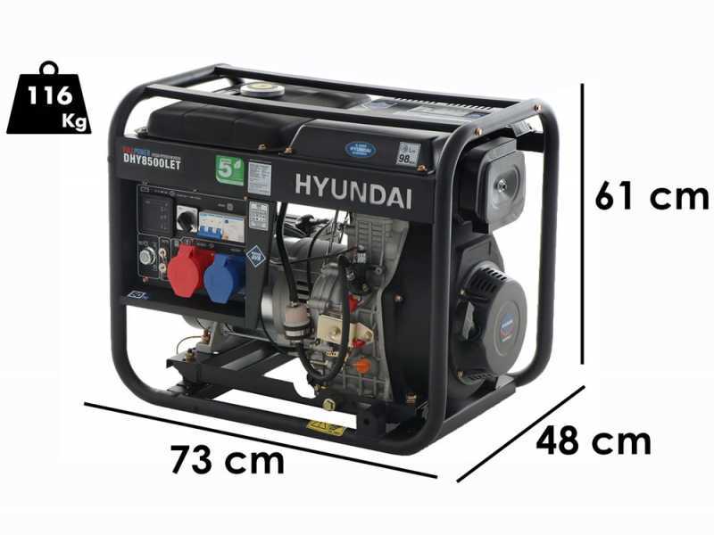 Hyundai DHY8500LET - Generatore di corrente diesel 6 kW - Continua 5.5 kW Full-Power