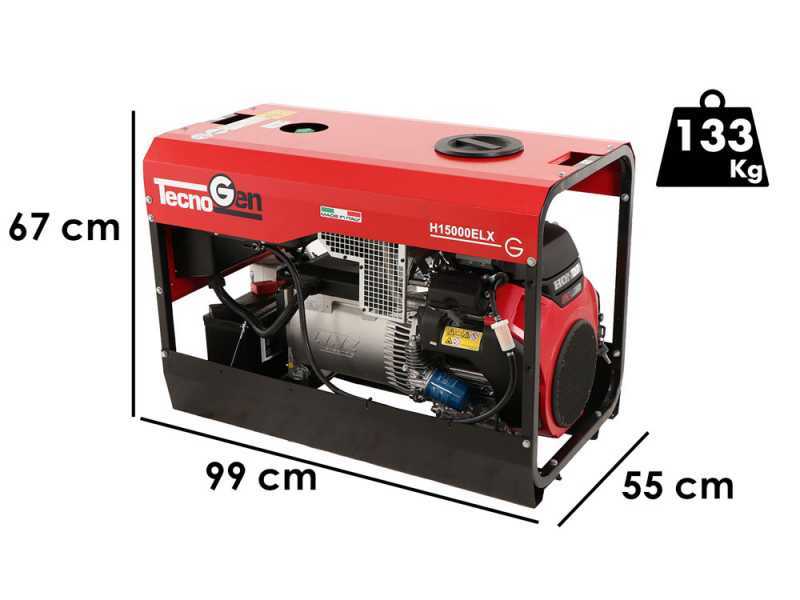 TecnoGen H15000ELX - Generatore di corrente a benzina 10.4 kW - Continua 9.4 kW monofase