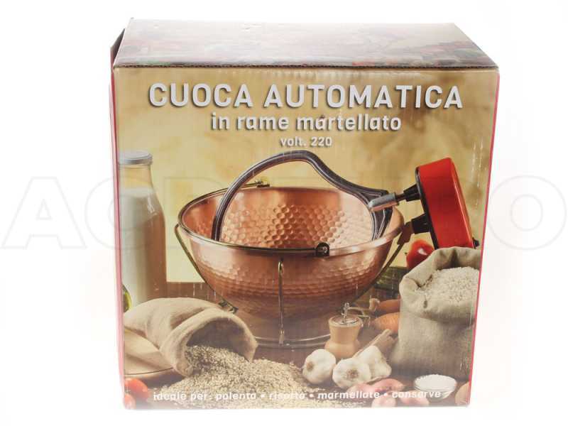 NuovaFac Cuoca Automatica - Paiolo in rame elettrico martellato per polenta base tonda 6L - 5W
