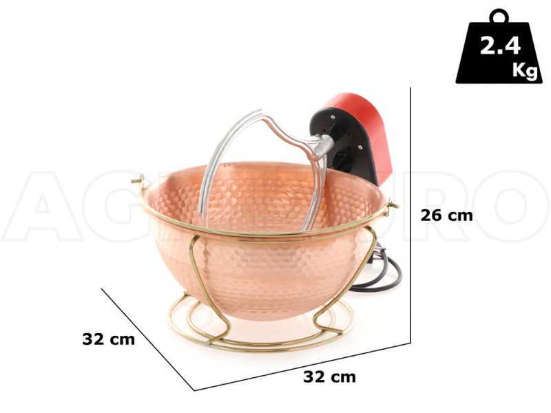 NuovaFac Cuoca Automatica - Paiolo in rame elettrico martellato per polenta base tonda 6L - 5W