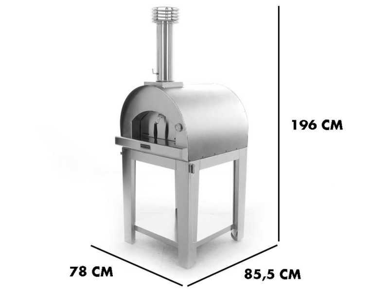 Fontana Margherita INOX - Forno a legna da esterno con carrello