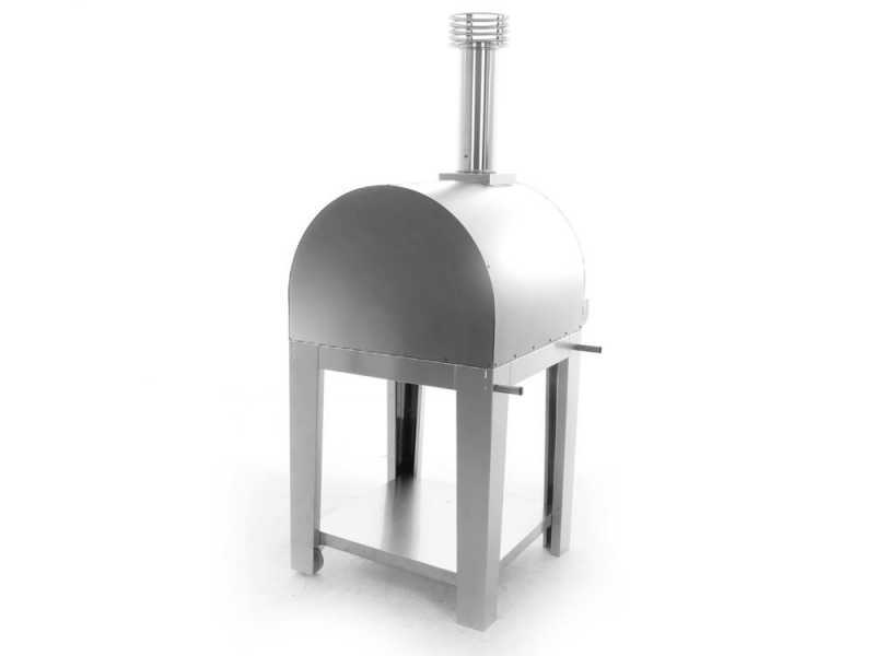 Fontana Margherita INOX - Forno a legna da esterno con carrello