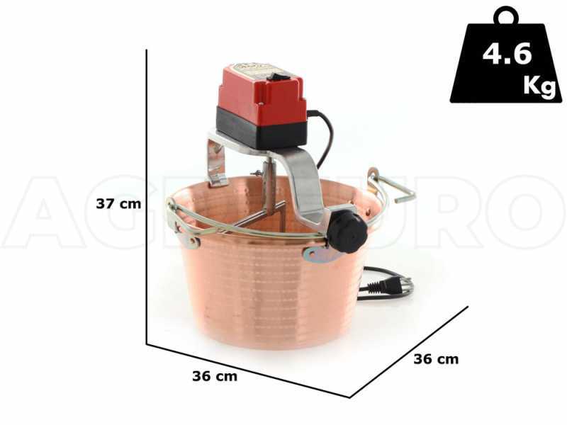 NuovaFac Cuoca Automatica - Paiolo in rame elettrico martellato per polenta base piana 9L - 24W
