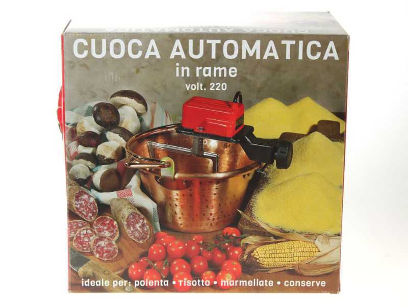 NuovaFac Cuoca Automatica - Paiolo in rame elettrico martellato per polenta base piana 4L - 5W