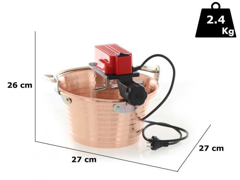 NuovaFac Cuoca Automatica - Paiolo in rame elettrico martellato per polenta base piana 4L - 5W