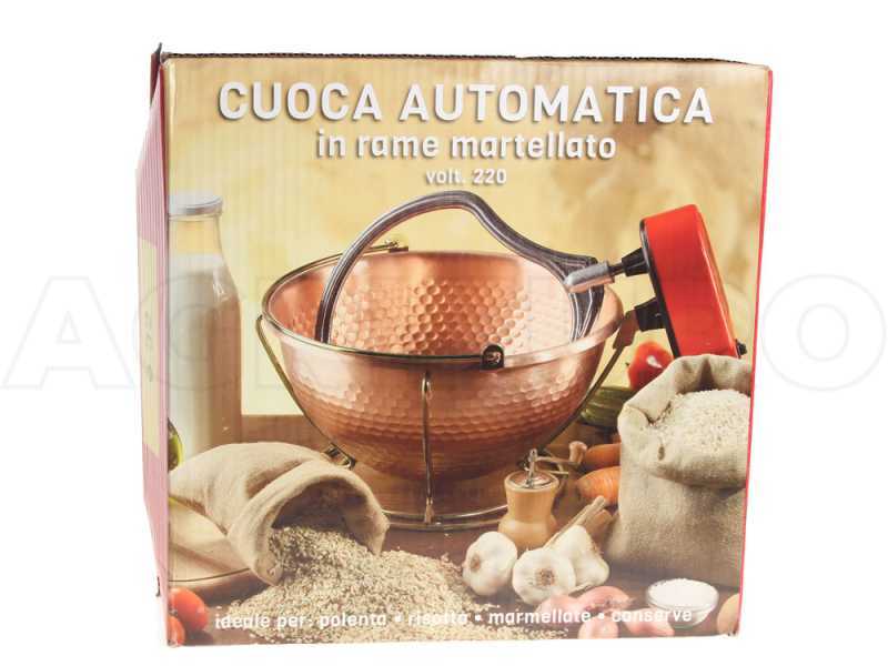 NuovaFac Cuoca Automatica - Paiolo in rame elettrico martellato per polenta base tonda 6L - 24W