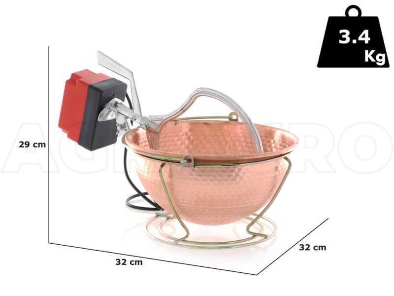 NuovaFac Cuoca Automatica - Paiolo in rame elettrico martellato per polenta base tonda 6L - 24W
