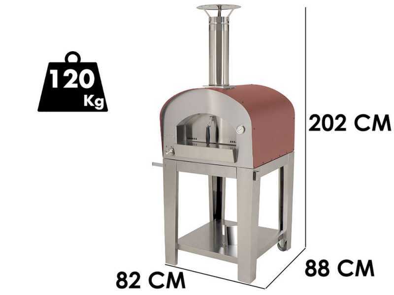 Seven Italy Persefone Rosso - Forno a gas da esterno con carrello