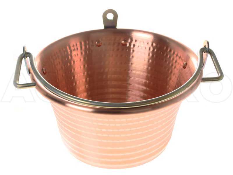 NuovaFac Cuoca Automatica - Paiolo a induzione in rame elettrico martellato per polenta base piana 4L - 5W