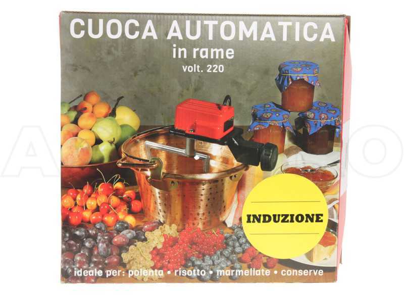 NuovaFac Cuoca Automatica - Paiolo a induzione in rame elettrico martellato per polenta base piana 4L - 5W