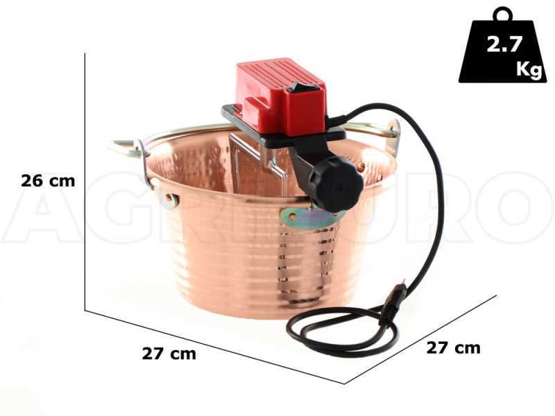 NuovaFac Cuoca Automatica - Paiolo a induzione in rame elettrico martellato per polenta base piana 4L - 5W