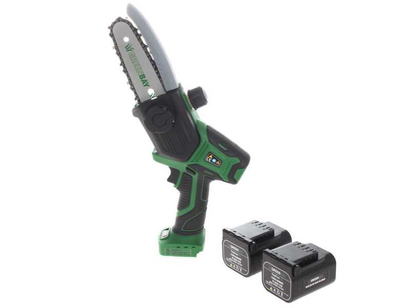 GreenBay TopSaw 5C - Potatore a batteria su asta - 2 batterie da 16,8V - 2Ah