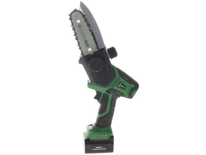 GreenBay TopSaw 5C - Potatore a batteria su asta - 2 batterie da 16,8V - 2Ah