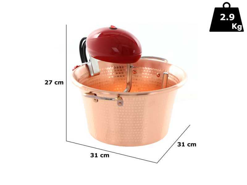 Macom Polentino - Paiolo in rame elettrico martellato per polenta base piana 4W