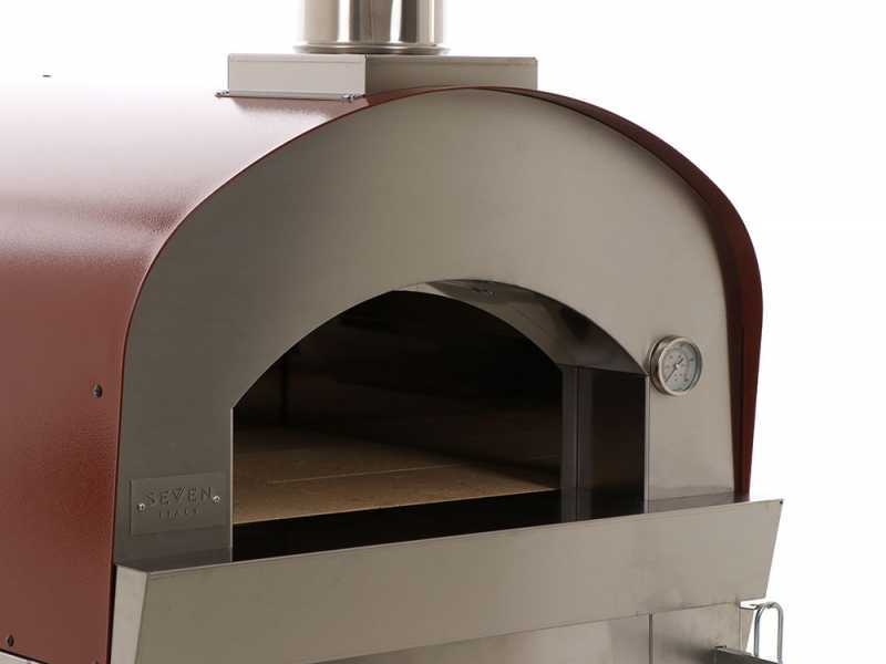 Seven Italy Persefone Rosso - Forno a legna da esterno con carrello