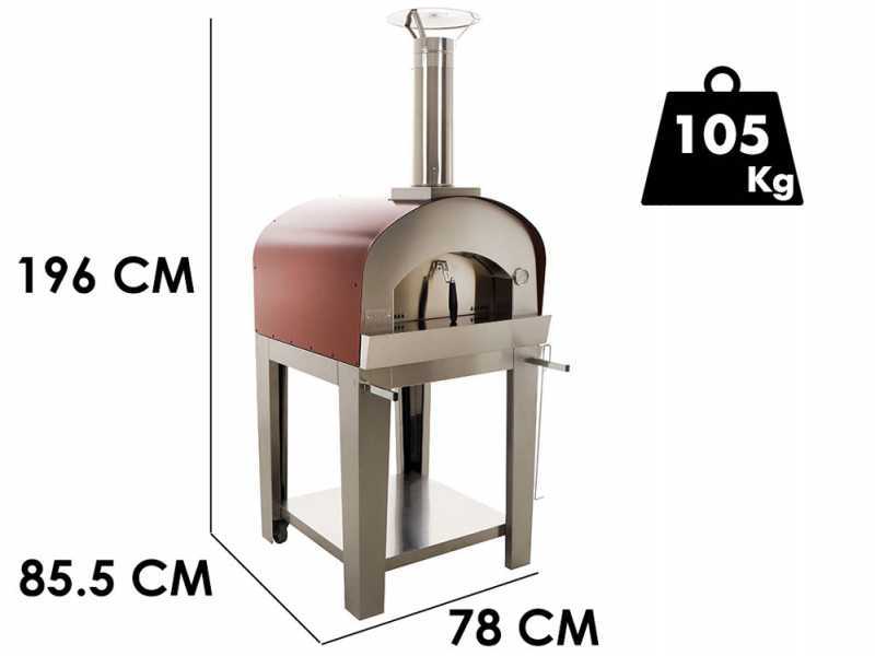 Seven Italy Persefone Rosso - Forno a legna da esterno con carrello