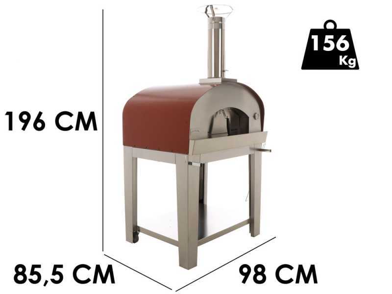 Seven Italy Eros Rosso - Forno a legna da esterno con carrello