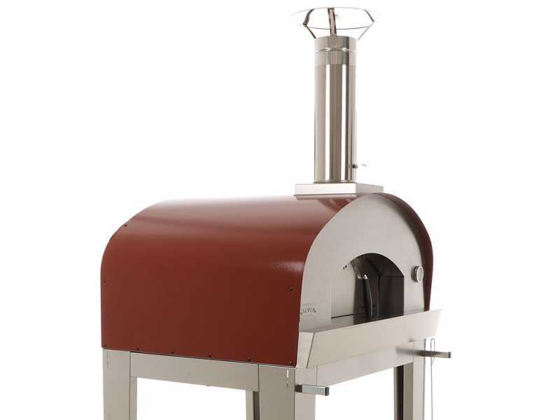 Seven Italy Eros Rosso - Forno a legna da esterno con carrello
