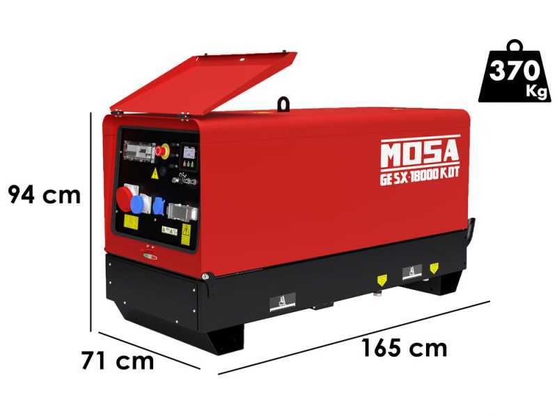 MOSA GE SX 18000 KDT - Generatore di corrente a diesel silenziato 14.4 kW - Continua 13.2 kW Trifase