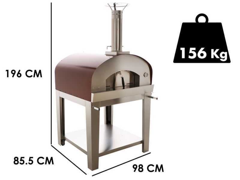 Seven Italy Ade Rosso - Forno a legna da esterno con carrello