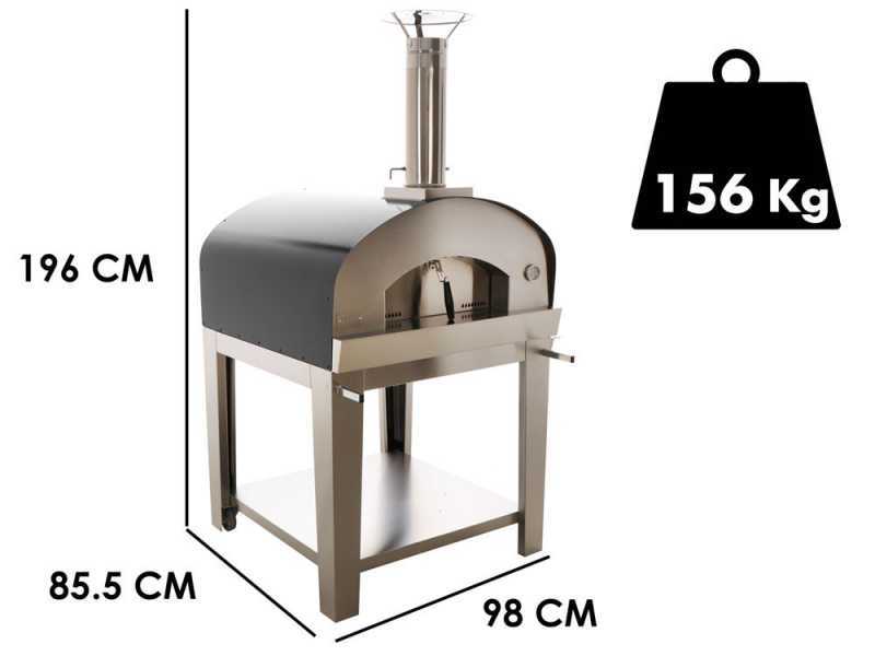 Seven Italy Ade Antracite - Forno a legna da esterno con carrello