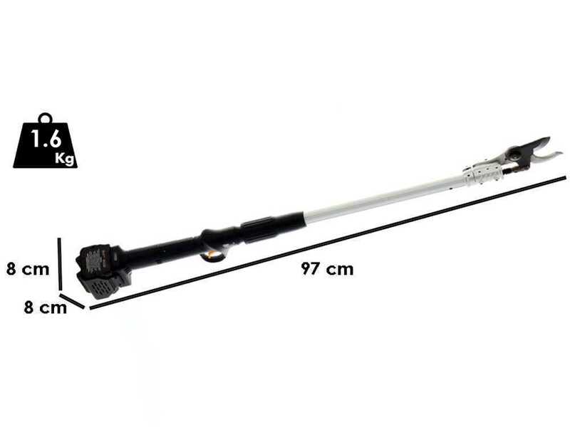 Volpi KV81 - Forbice elettrica da potatura su asta - 2x 21.6V 4Ah - Diametro di taglio 38mm