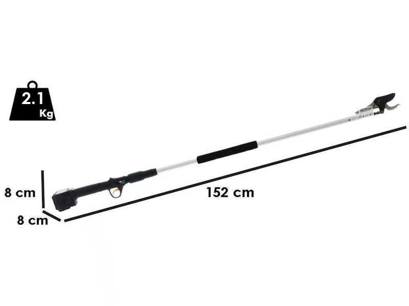 Volpi KV151 - Forbice elettrica da potatura su asta - 2x 21.6V 4Ah