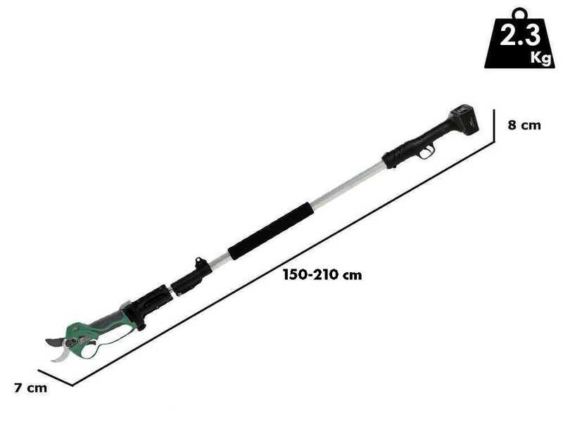 GreenBay TopCut 33 - Forbice elettrica da potatura su asta - 2x 16.8V 4Ah - Diametro di taglio 32mm
