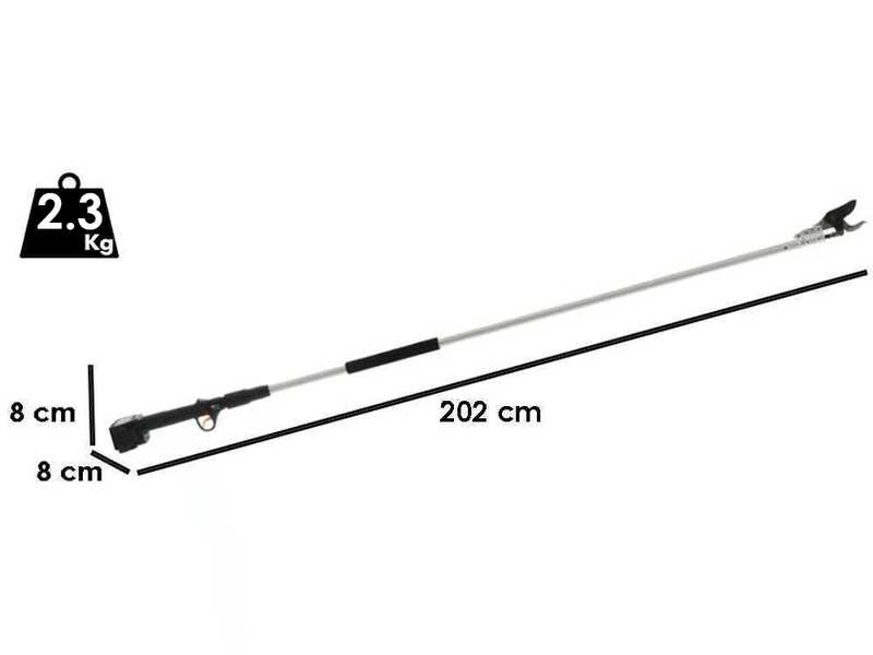 Volpi KV201 - Forbice elettrica da potatura su asta - 2X21.6V 4Ah - Diametro di taglio 38mm