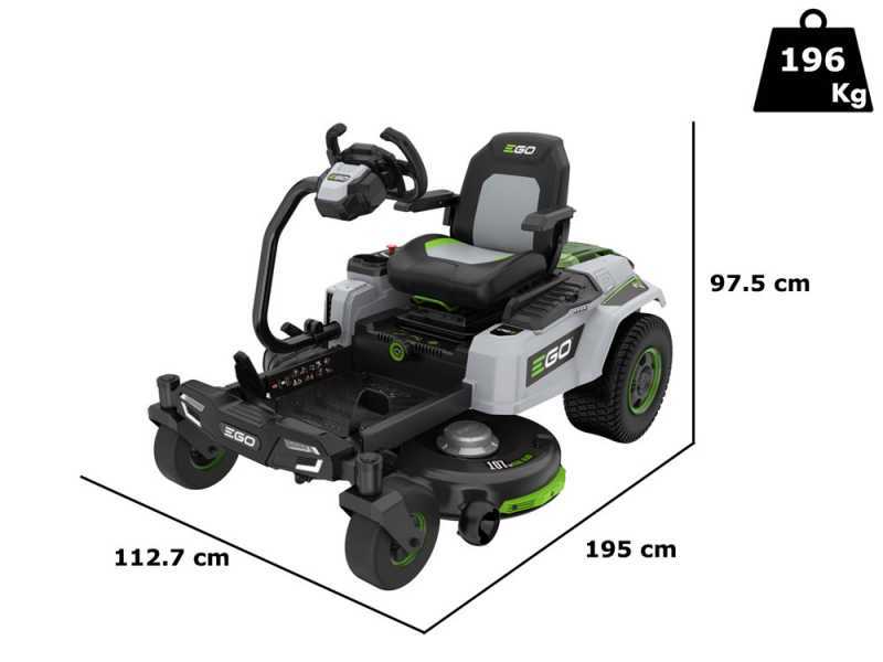 EGO Z6 ZERO TURN ZT4201E-S - Trattorino tagliaerba a batteria 56V/15Ah - Raggio zero
