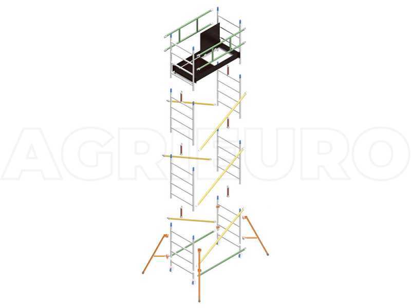 S.T.P. Fiorino - Trabattello in alluminio - Quattro alzate - Altezza 5 m