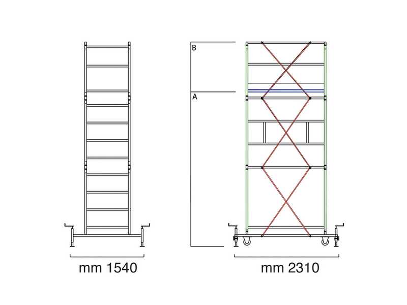 S.T.P. P7 - Trabattello in acciaio - Altezza 7,75 m