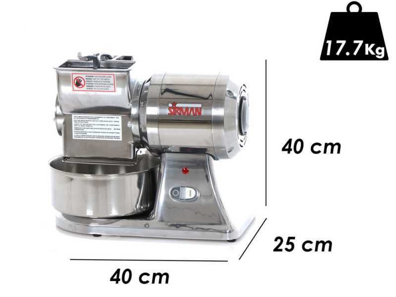 OUTLET - DA ESPOSIZIONE - Grattugia Elettrica Professionale Sirman GF - Corpo in alluminio lucidato - Monofase 230 V / 0.8Hp