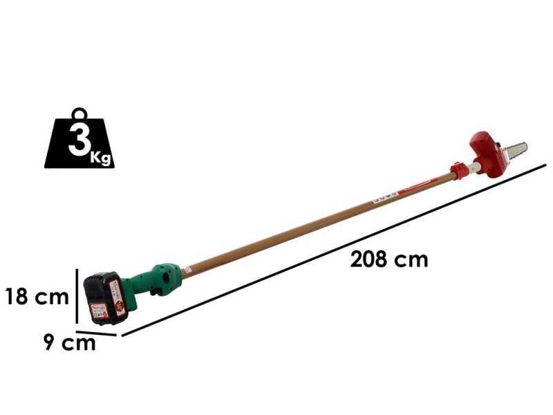 Sbaraglia ARES-22 - Potatore a batteria su asta telescopica - 2 Batterie da 5.2 Ah/21V