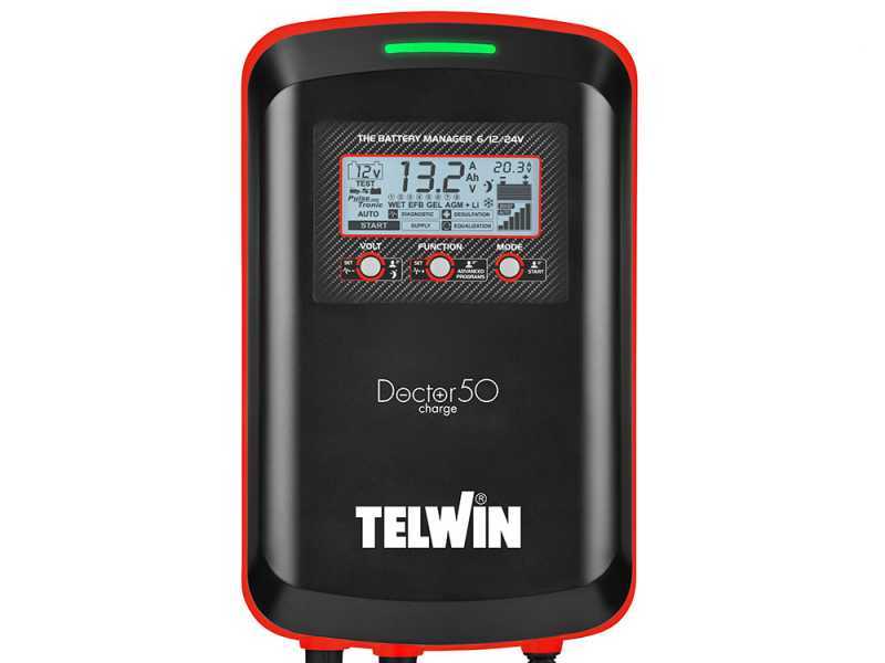 Telwin Doctor Charge 50 - Caricabatterie mantenitore tester elettronico - batterie 6/12/24V