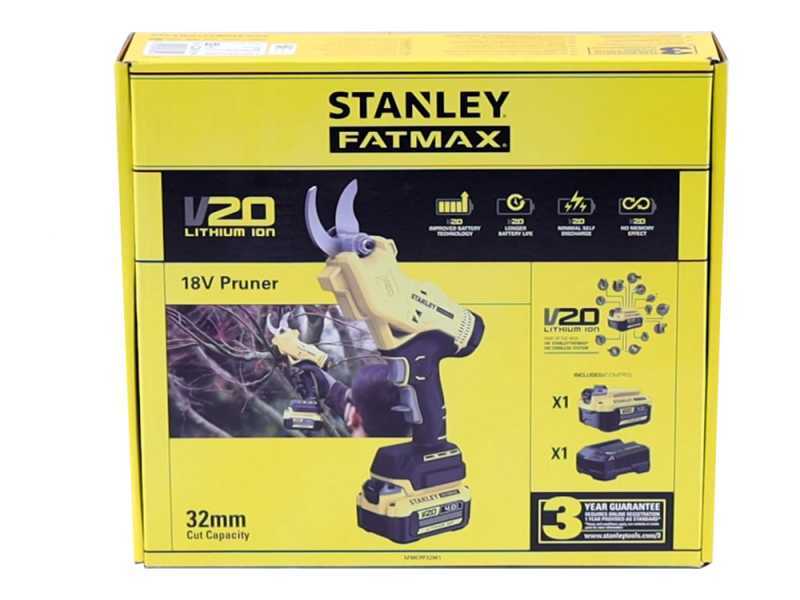 Stanley SFMCPP32M1-QW - Forbice elettrica da potatura - Diametro di taglio 32mm - SENZA BATTERIA E CARICABATTERIA