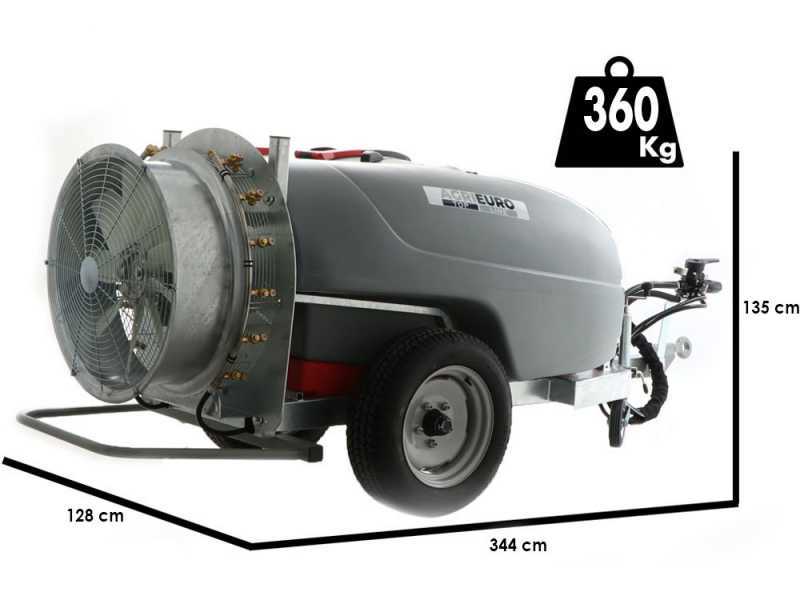 Atomizzatore trainato Gray T Car 800/70 con attacco a trattore per irrorazione - Capacit&agrave; 800L - Pompa AR1064