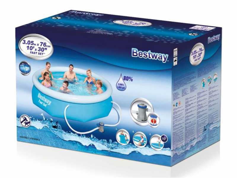 Bestway Fast Set 57270 - &Oslash;305x76 cm - Piscina gonfiabile + Pompa filtro 16 W