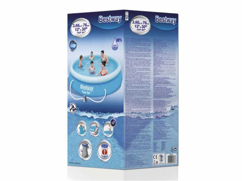 Bestway Fast Set 57274 - &Oslash;366x76 cm - Piscina gonfiabile + Pompa filtro 16 W