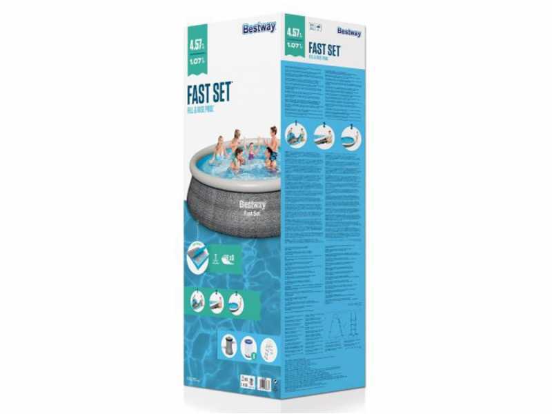 Bestway Fast Set 57372 - &Oslash;457x107 cm - Piscina gonfiabile + Pompa filtro 29 W e scaletta