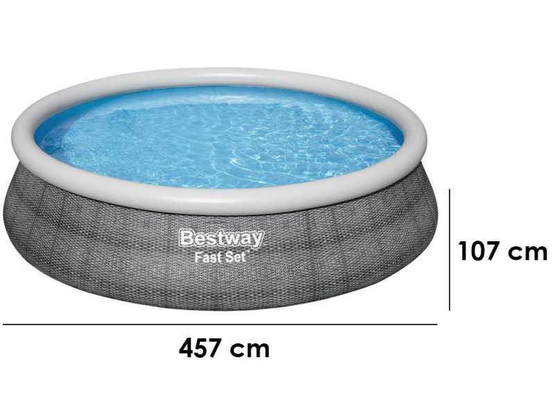 Bestway Fast Set 57372 - Piscina gonfiabile + Pompa filtro 29 W e scaletta