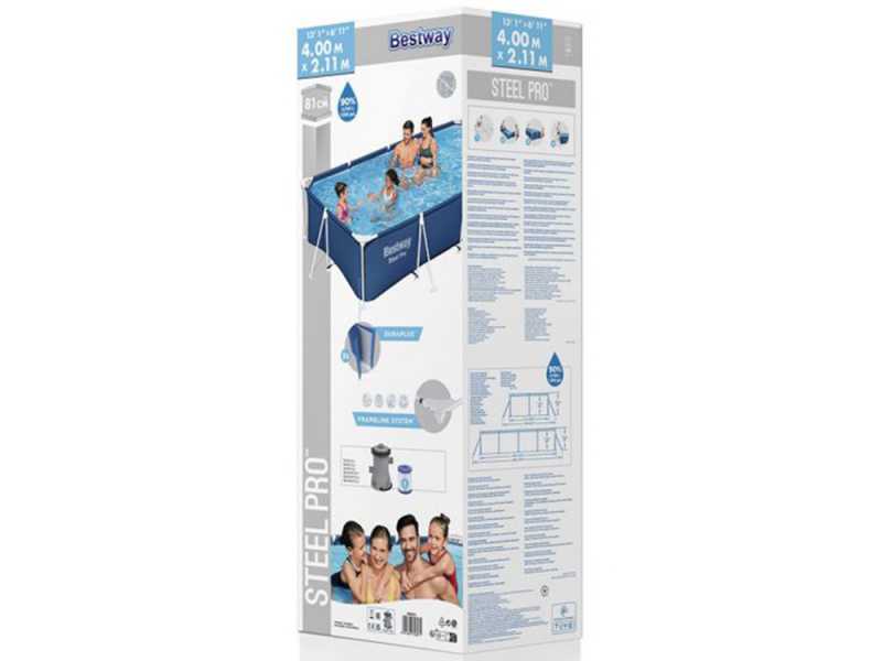 Bestway Steel Pro 56424 - 400x211x81 cm - Piscina fuori terra + Pompa filtro 16 W