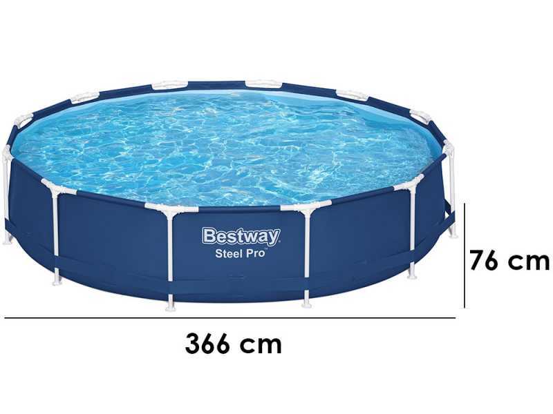 Bestway Steel Pro 56681 - &Oslash;366x76 cm - Piscina Rotonda + Pompa filtro 16 W