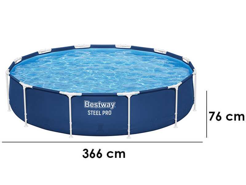 Bestway Steel Pro 56681 - &Oslash;366x76 cm - Piscina Rotonda + Pompa filtro 16 W
