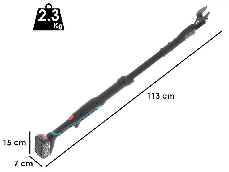 Gardena EasyCut 110/18V P4A - Forbice elettrica da potatura su asta - 18V 2Ah - Diametro di taglio 28mm