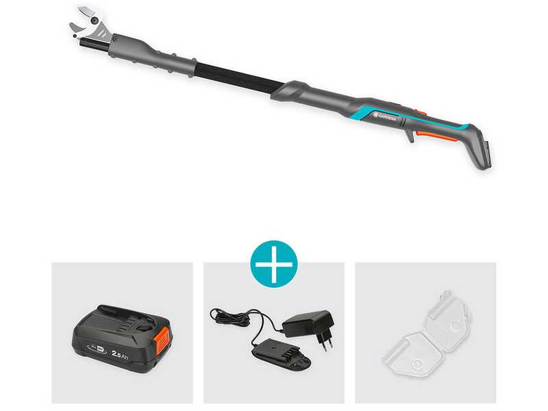 Gardena EasyCut 110/18V P4A - Forbice elettrica da potatura su asta - 18V 2Ah - Diametro di taglio 28mm
