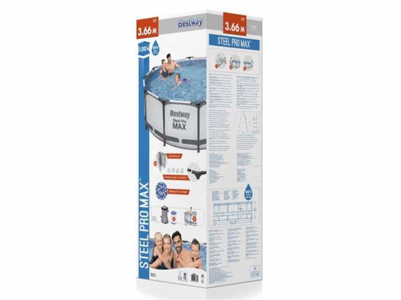 Bestway Steel Pro Max 56418 - &Oslash;366x100 cm - Piscina Rotonda + Pompa filtro 16 W e scaletta