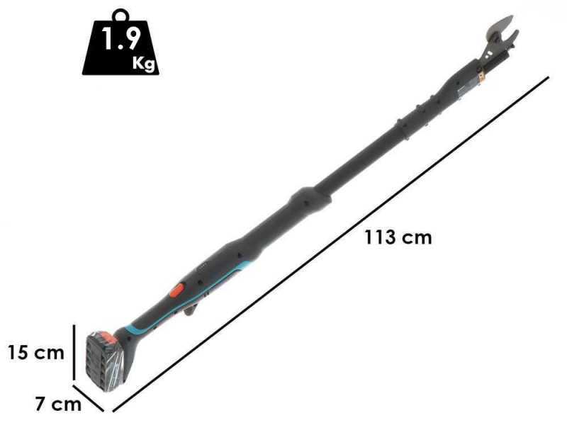 Gardena EasyCut 110/18V P4A Solo - Forbice elettrica da potatura su asta - Diametro di taglio 28mm - SENZA BATTERIA E CARICABATTERIA