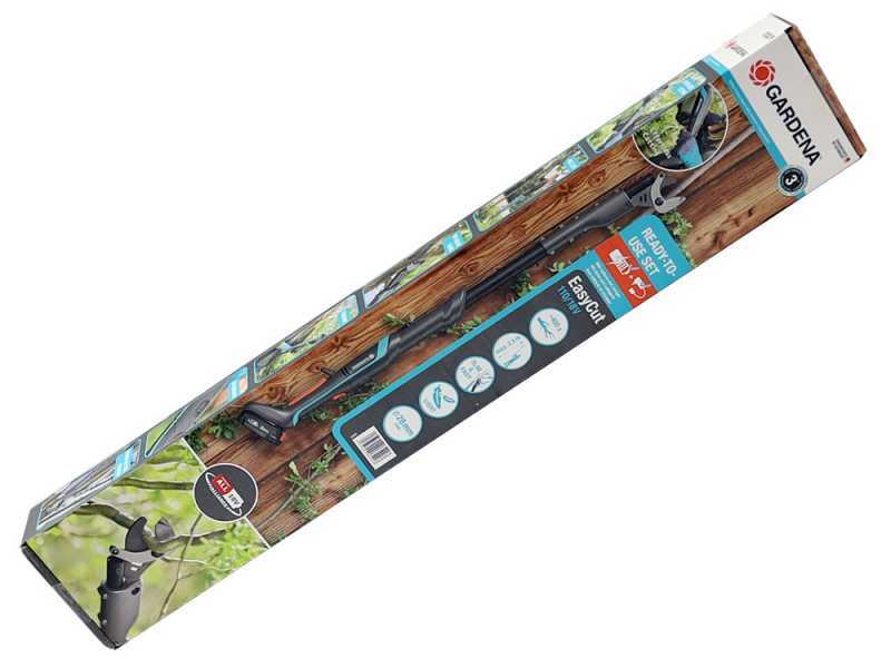 Gardena EasyCut 110/18V P4A Solo - Forbice elettrica da potatura su asta - Diametro di taglio 28mm - SENZA BATTERIA E CARICABATTERIA
