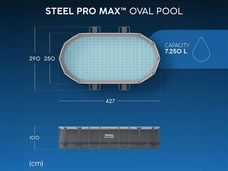 Bestway Power Steel 56620 - 427x250x100 cm - Piscina Ovale